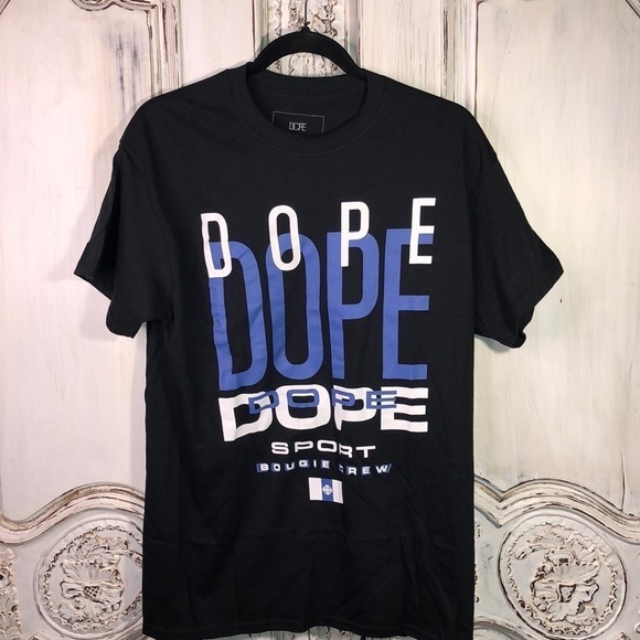 Men’s NWT DOPE Replay Tee Black/Blue Size Medium - Picture 1 of 7